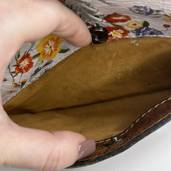 Patricia‎ Nash Floral Leather Crossbody Bag Suede Multiple Compartments - Picture 11 of 12